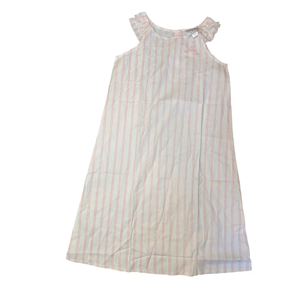 Petite‎ Plume x The Colony Hotel Kids Pink White Stripe Amelie Nightgown Size 14